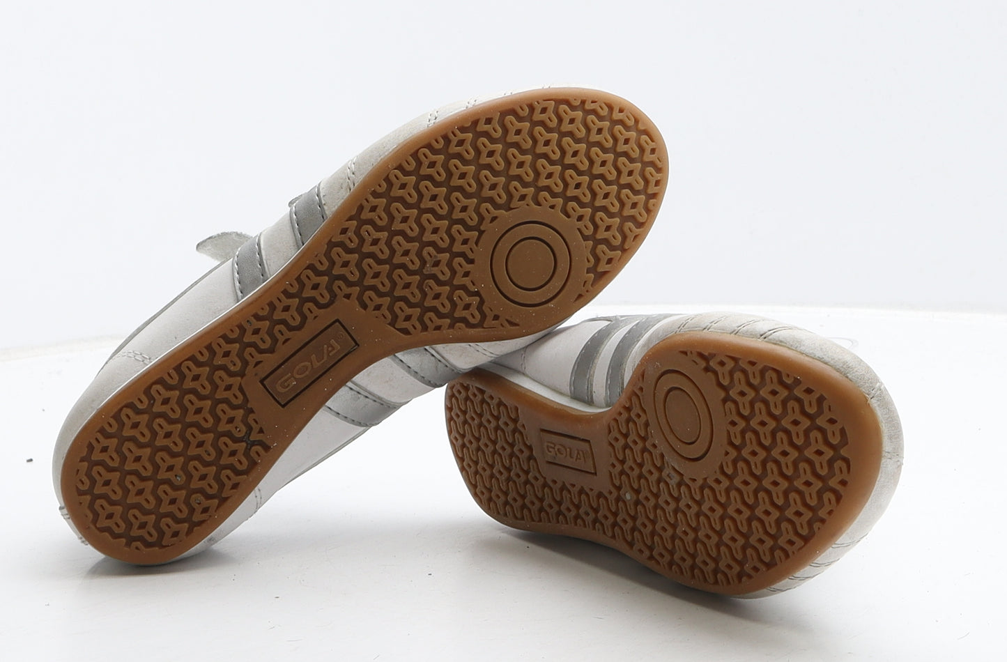 Golia Boys White Striped Leather Trainer UK 3 36