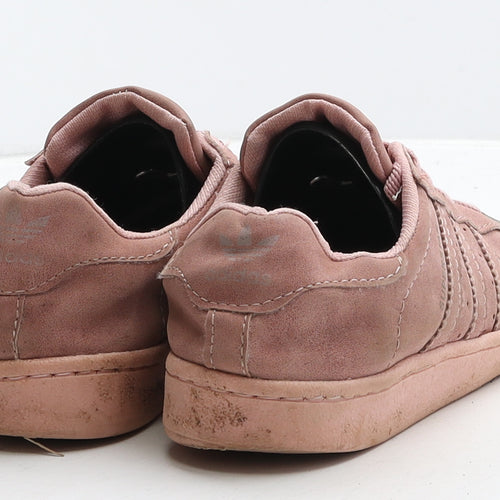 adidas Girls Pink Striped Suede Trainer UK 3.5 - Superstar