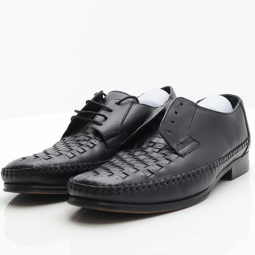 Grosvenor Mens Black Leather Oxford Dress UK 10