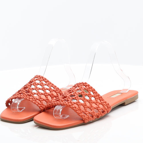 Primark Womens Orange Faux Leather Slip On Sandal UK 7 40 US 9