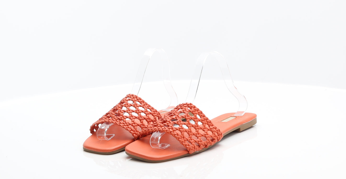 Primark Womens Orange Faux Leather Slip On Sandal UK 7 40 US 9