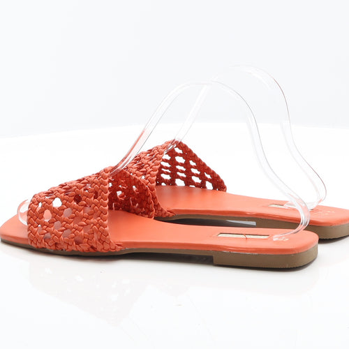 Primark Womens Orange Faux Leather Slip On Sandal UK 7 40 US 9