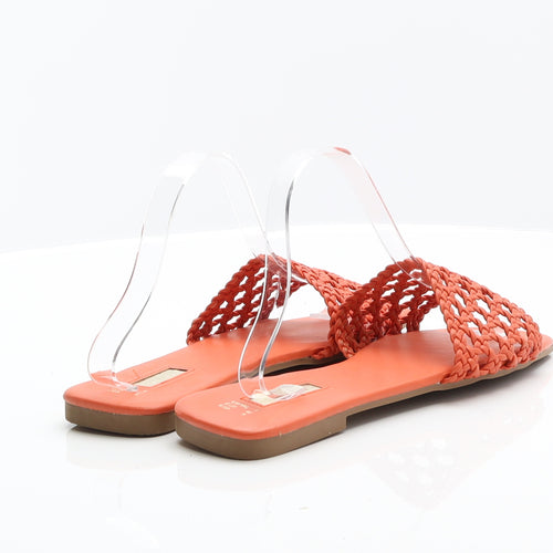Primark Womens Orange Faux Leather Slip On Sandal UK 7 40 US 9
