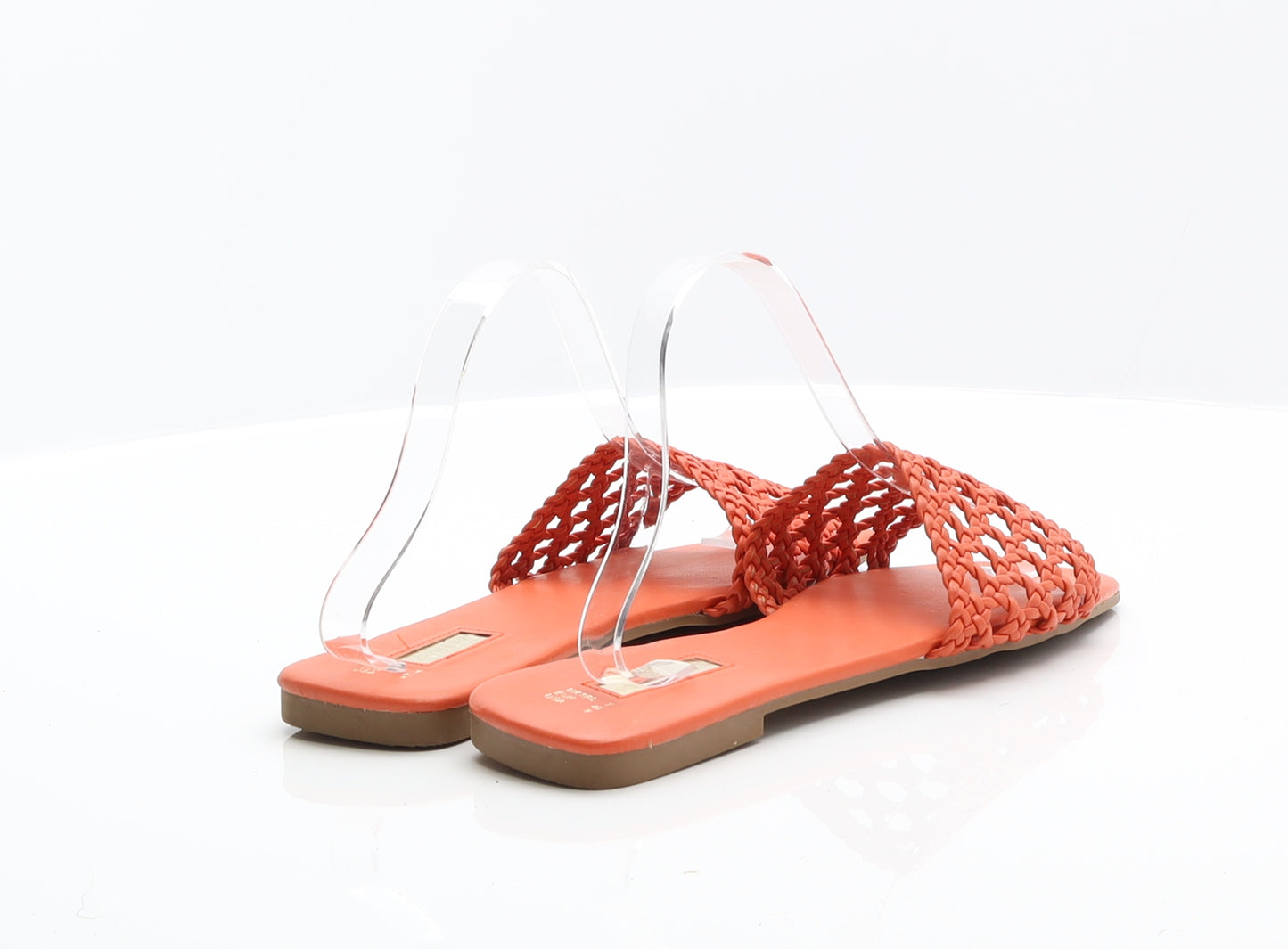 Primark Womens Orange Faux Leather Slip On Sandal UK 7 40 US 9