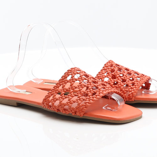 Primark Womens Orange Faux Leather Slip On Sandal UK 7 40 US 9