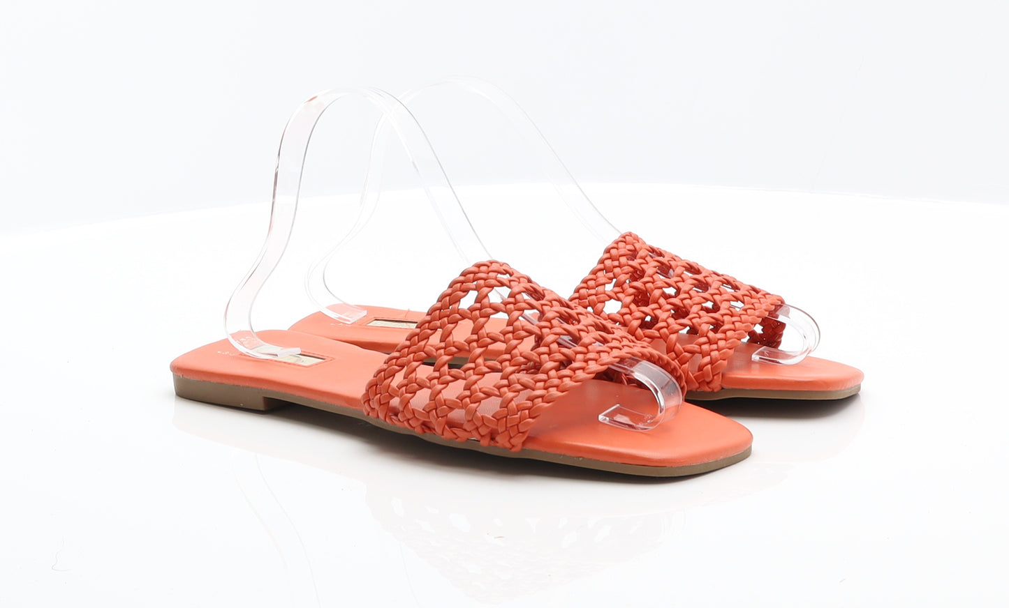 Primark Womens Orange Faux Leather Slip On Sandal UK 7 40 US 9