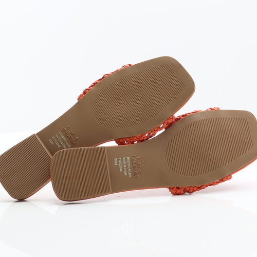 Primark Womens Orange Faux Leather Slip On Sandal UK 7 40 US 9