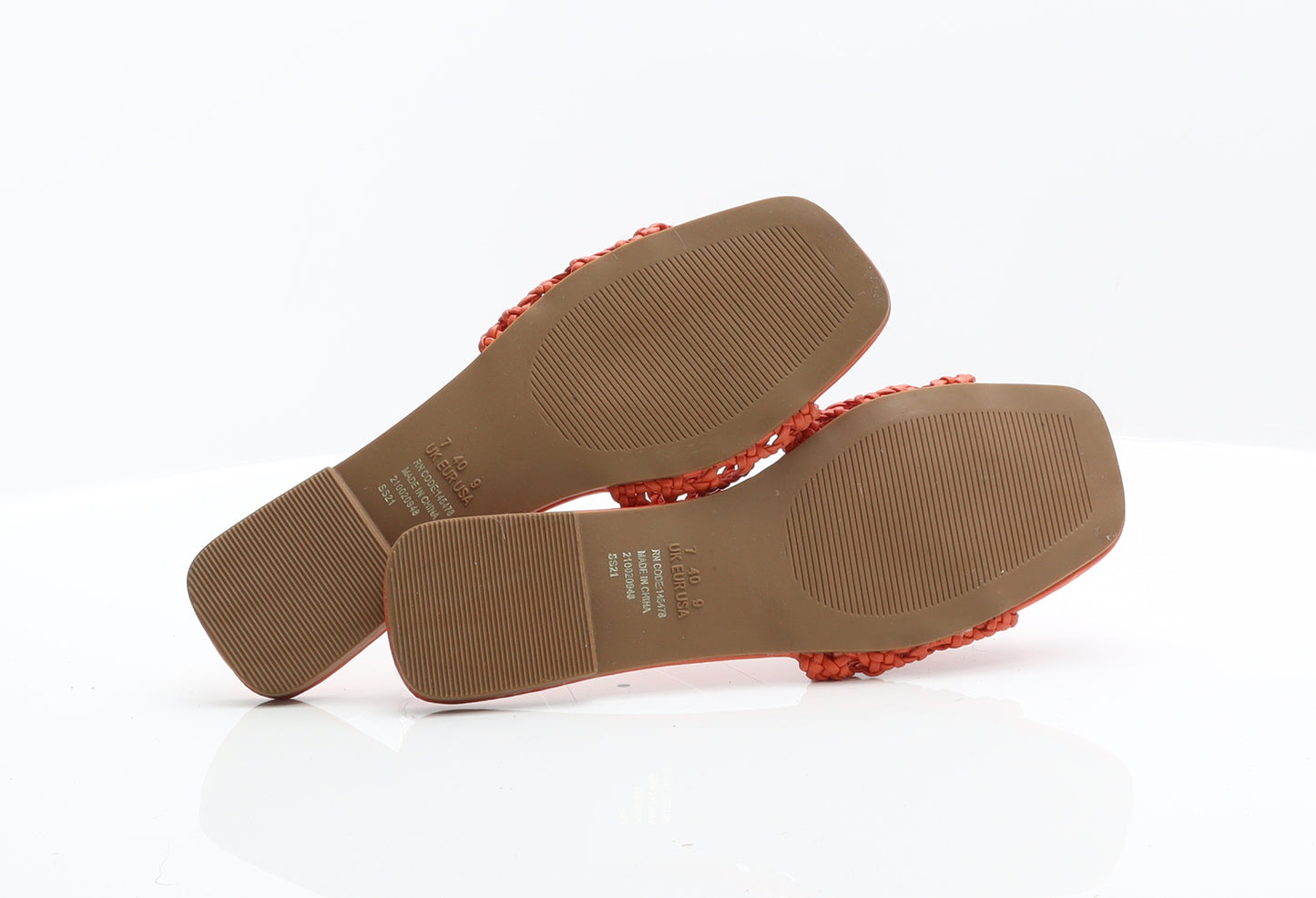 Primark Womens Orange Faux Leather Slip On Sandal UK 7 40 US 9