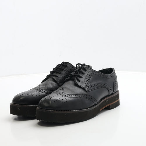 ASOS Womens Black Leather Oxford Casual UK 5 - Brogue Style
