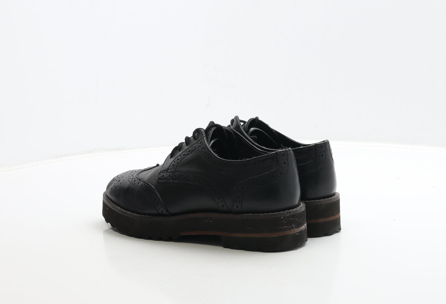 ASOS Womens Black Leather Oxford Casual UK 5 - Brogue Style