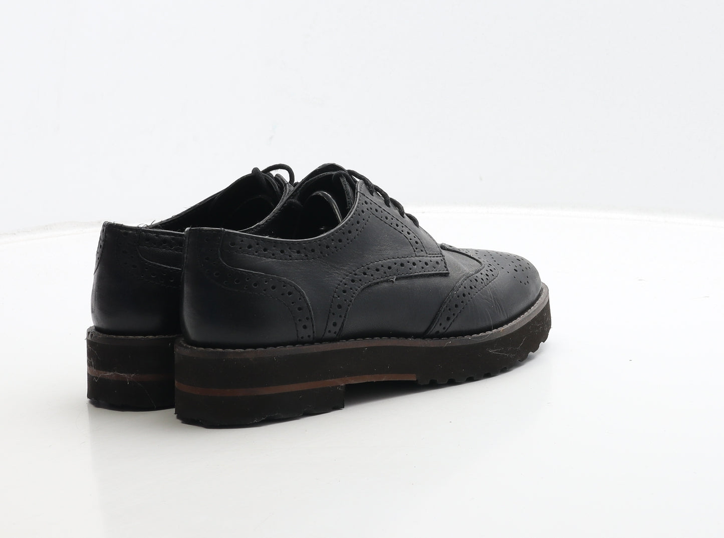 ASOS Womens Black Leather Oxford Casual UK 5 - Brogue Style