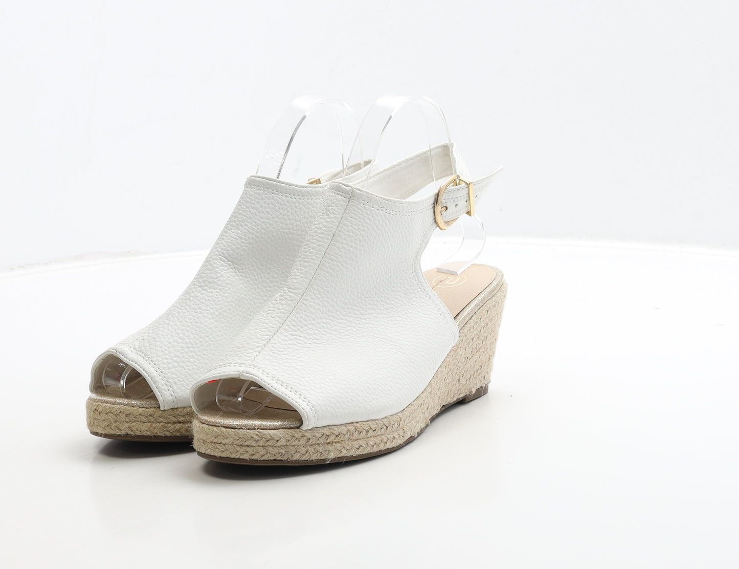 River Island Womens White Leather Espadrille Heel UK 4 37