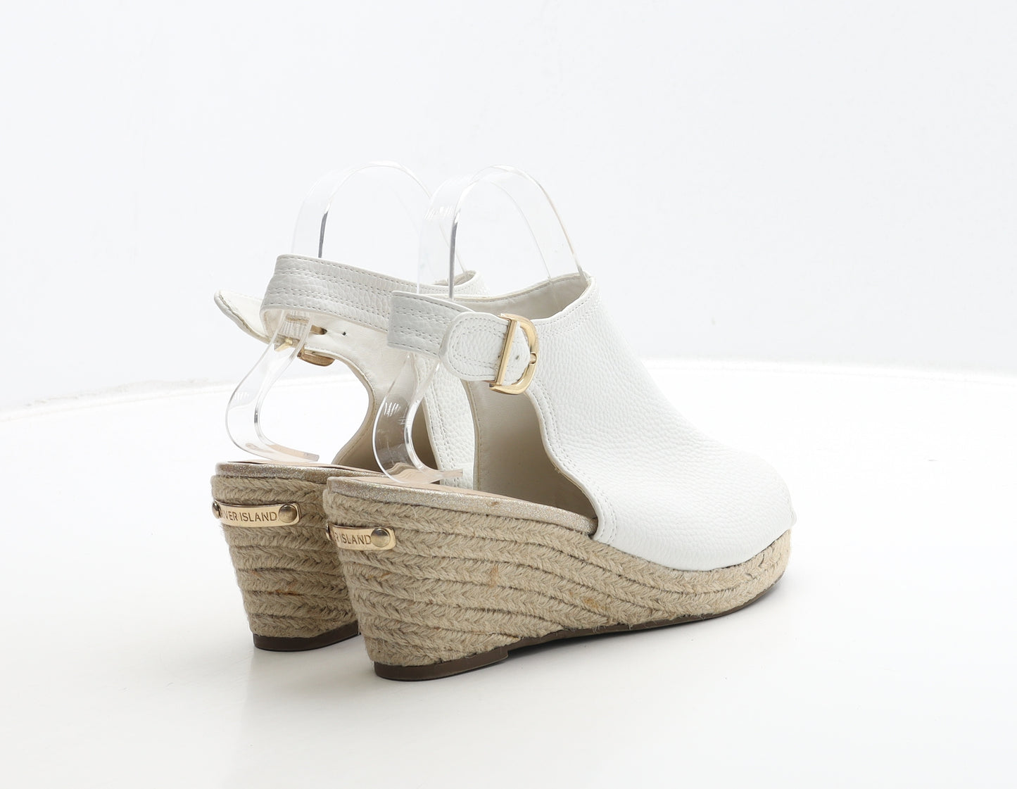 River Island Womens White Leather Espadrille Heel UK 4 37