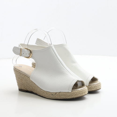 River Island Womens White Leather Espadrille Heel UK 4 37