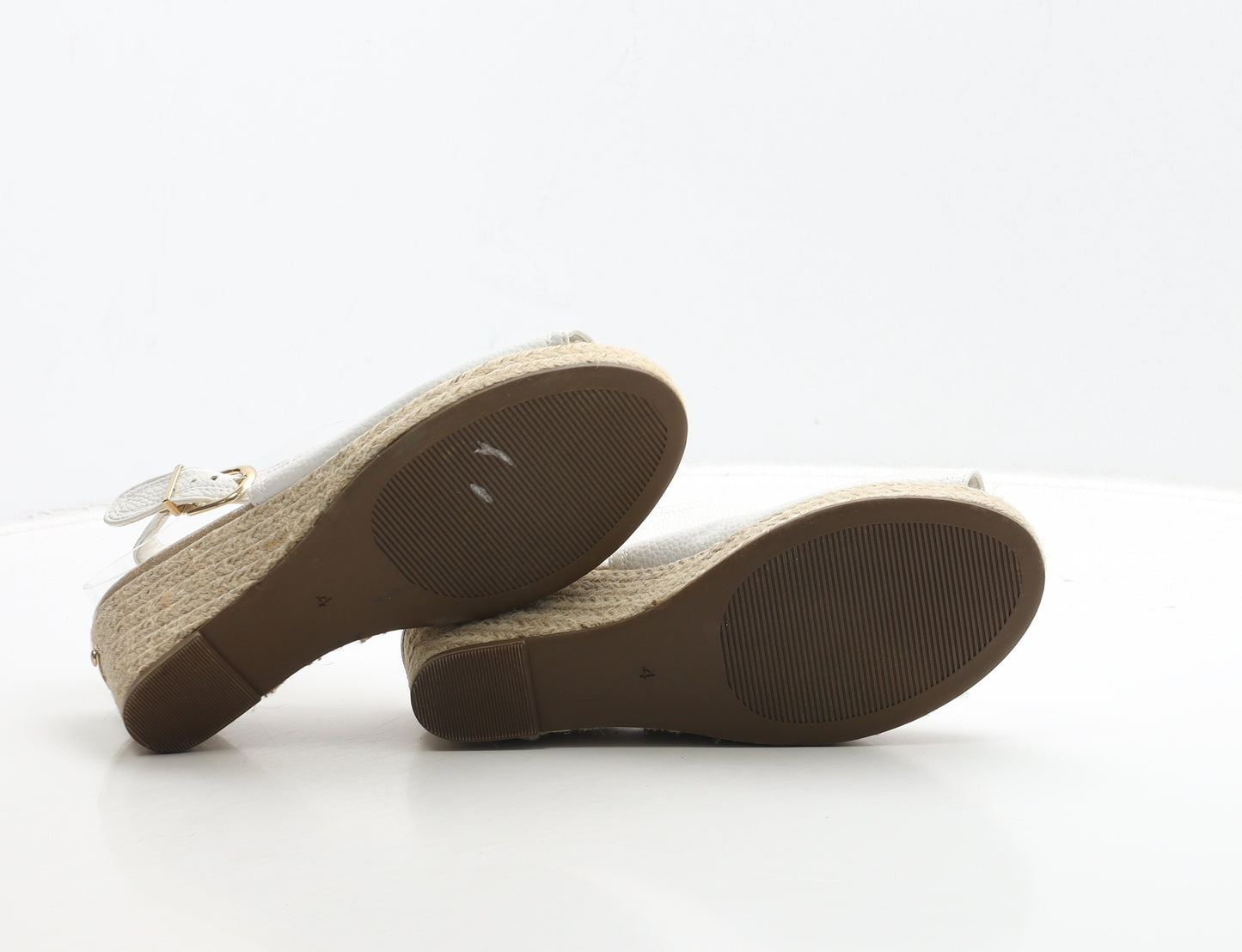 River Island Womens White Leather Espadrille Heel UK 4 37