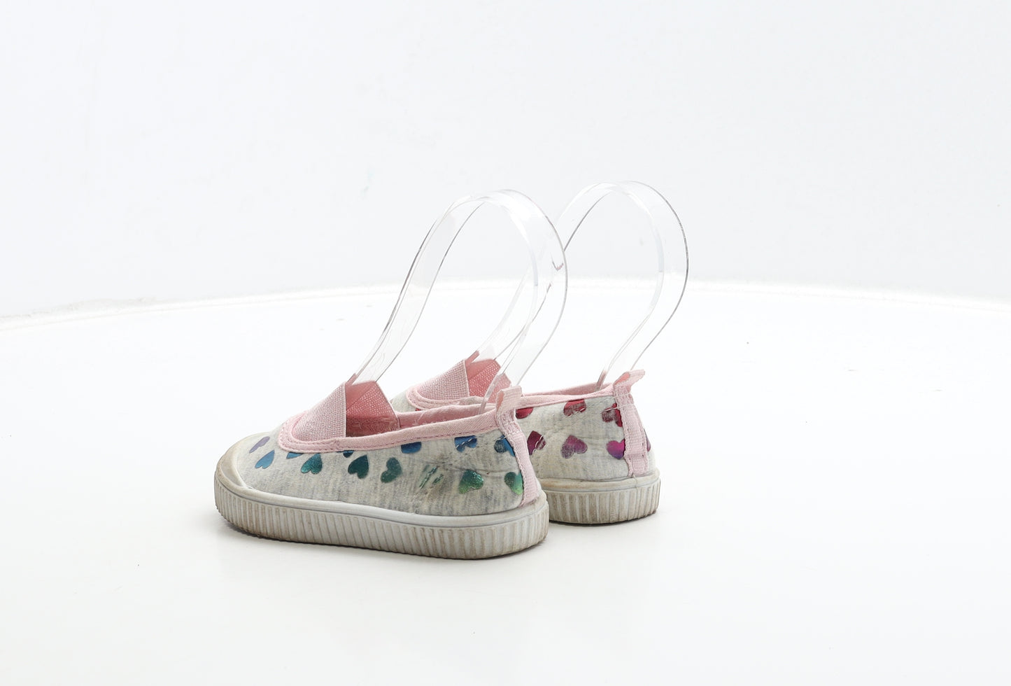 F&F Girls Grey Fabric Trainer UK 6 23 - Heart Detail