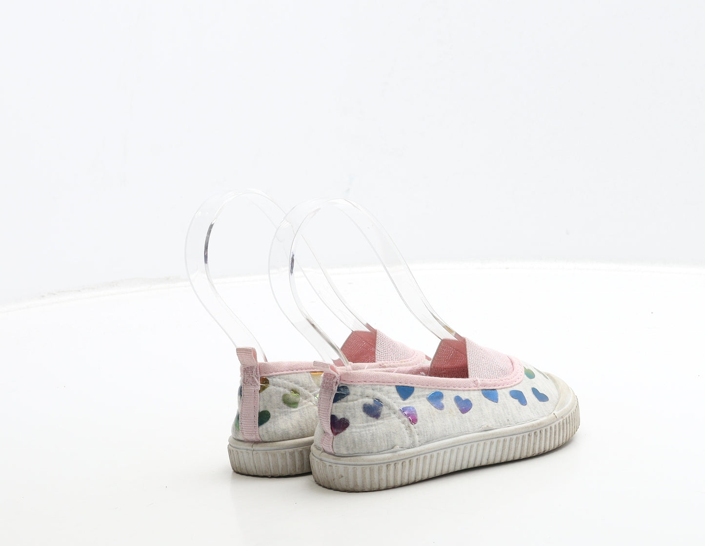 F&F Girls Grey Fabric Trainer UK 6 23 - Heart Detail