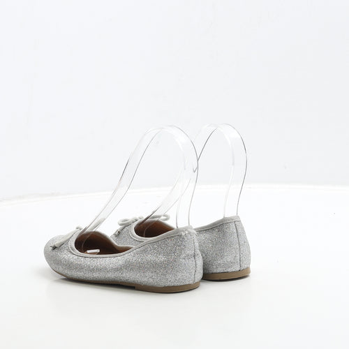 George Girls Silver Polyester Ballet Flat UK 12 31