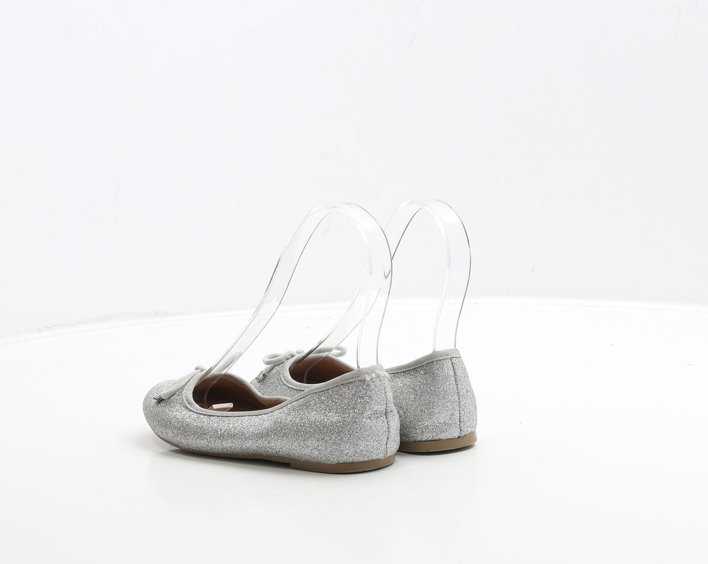 George Girls Silver Polyester Ballet Flat UK 12 31