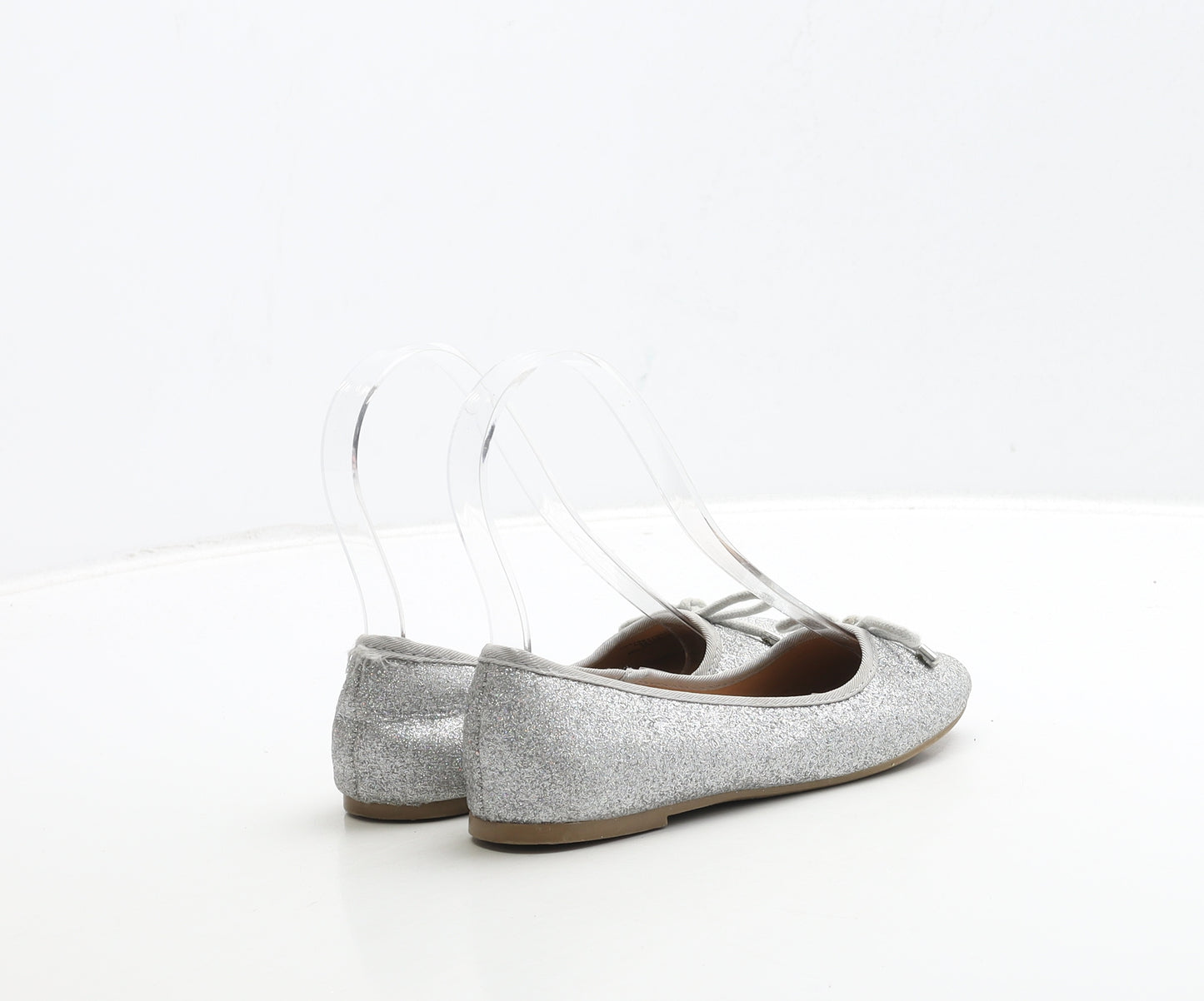 George Girls Silver Polyester Ballet Flat UK 12 31