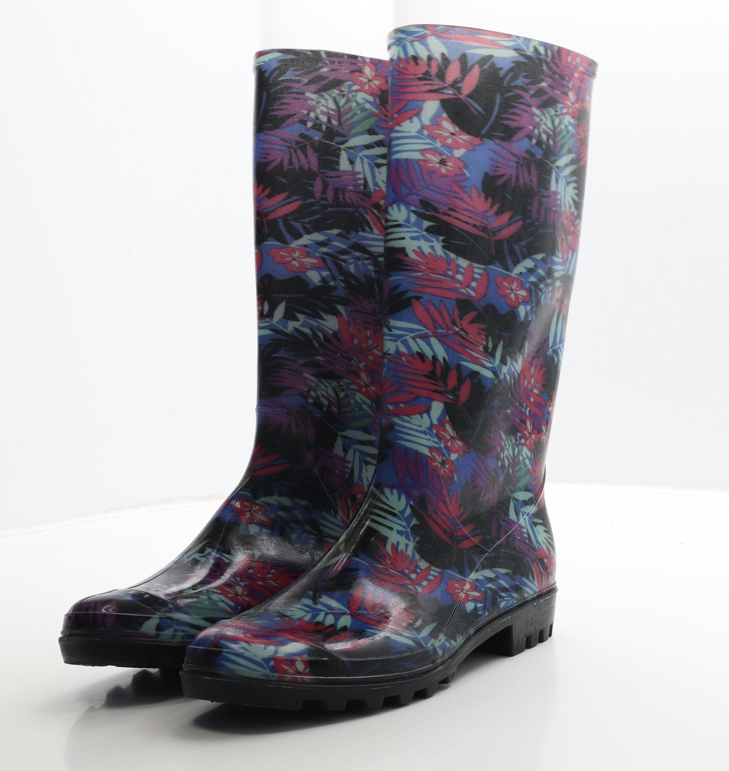 Preworn Womens Multicoloured Geometric Rubber Wellies Boot UK 6.5