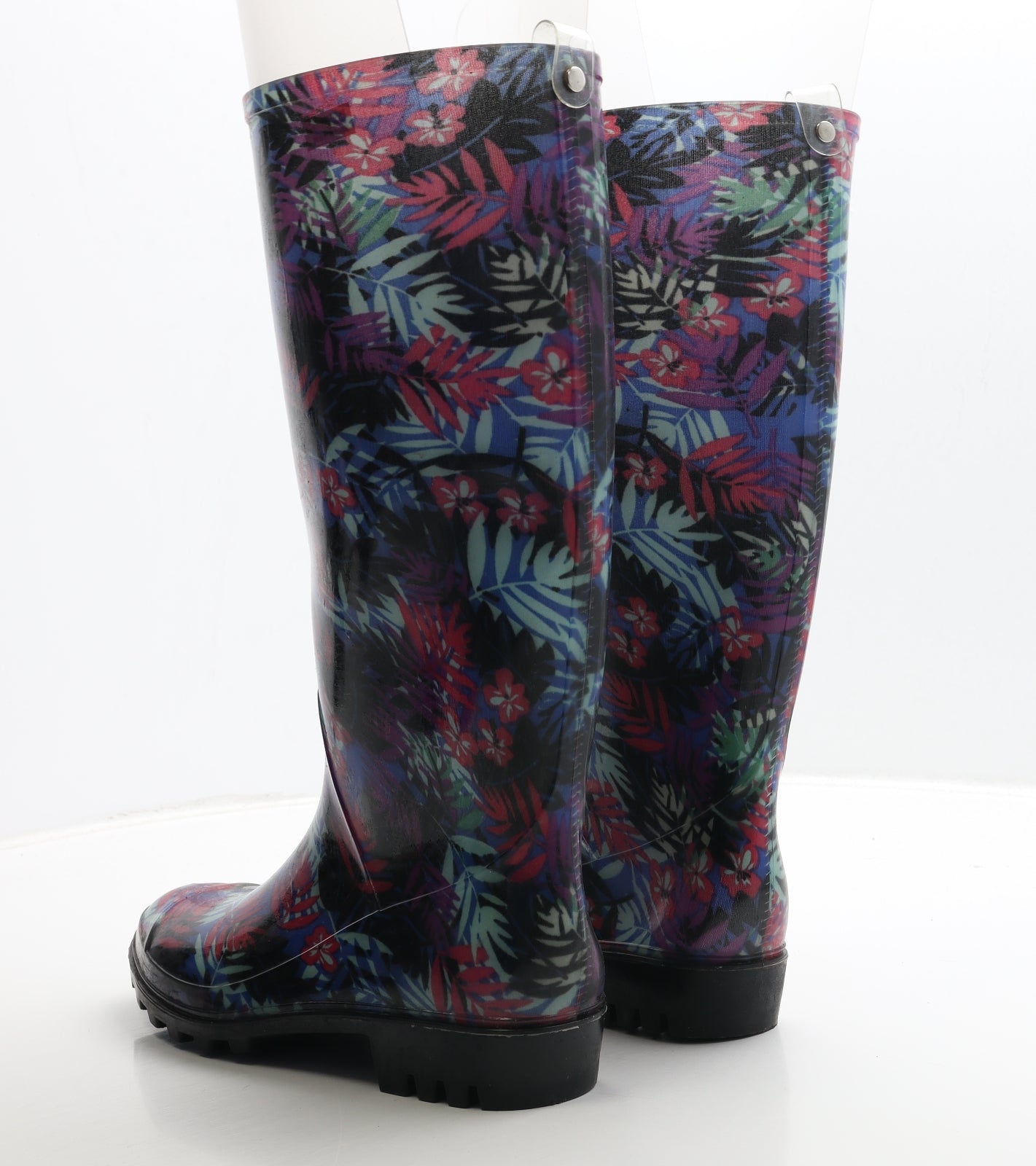 Preworn Womens Multicoloured Geometric Rubber Wellies Boot UK 6.5