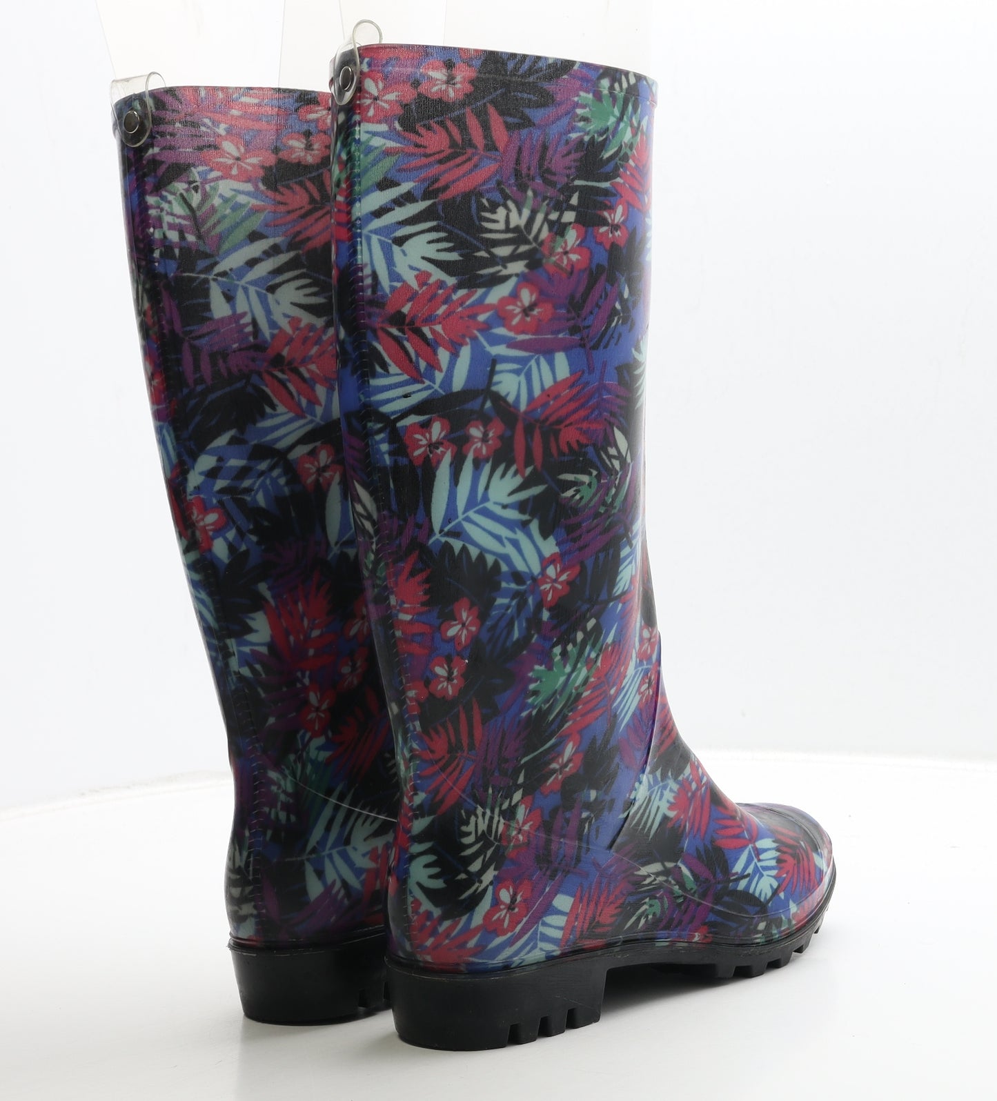 Preworn Womens Multicoloured Geometric Rubber Wellies Boot UK 6.5