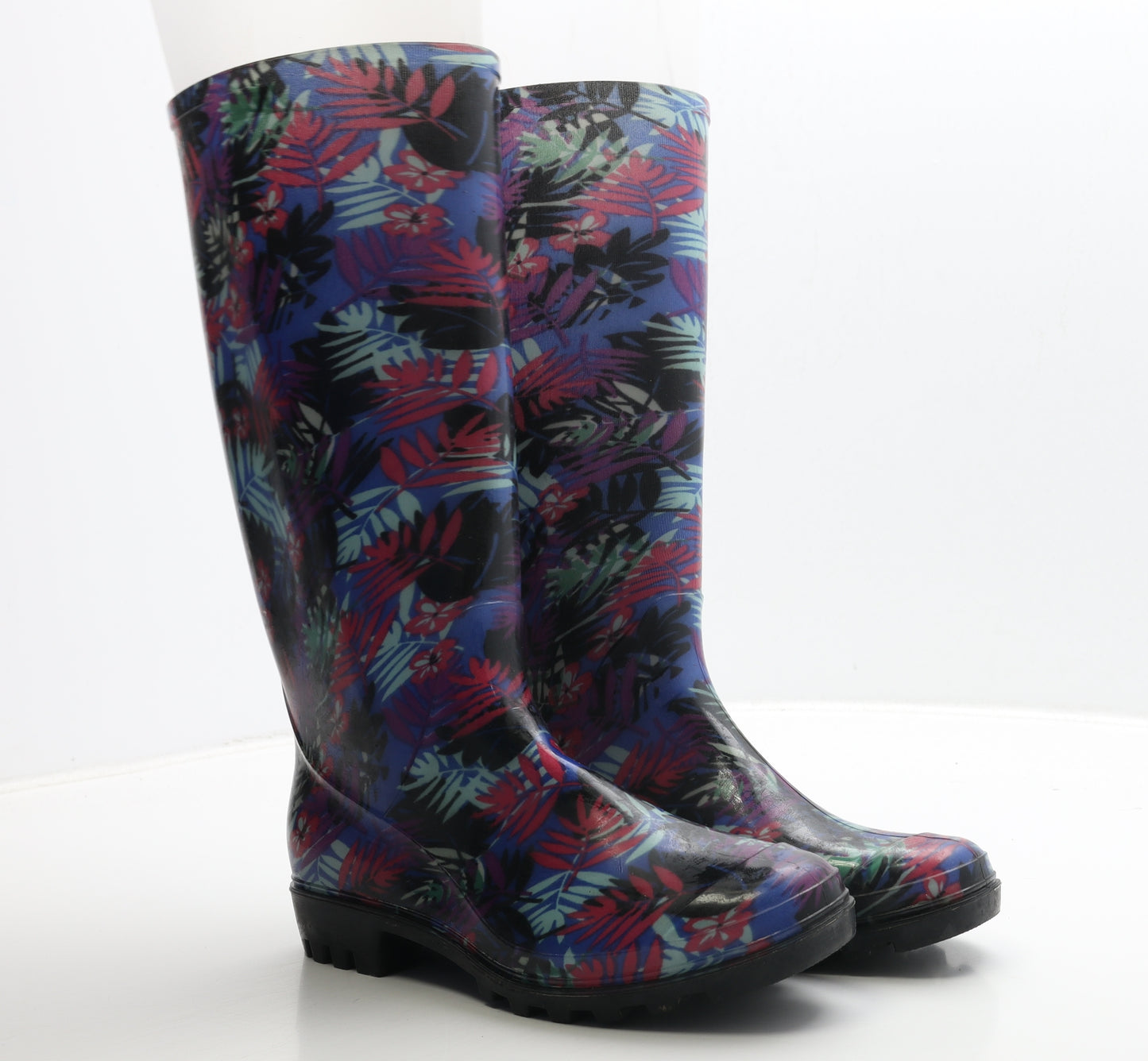 Preworn Womens Multicoloured Geometric Rubber Wellies Boot UK 6.5