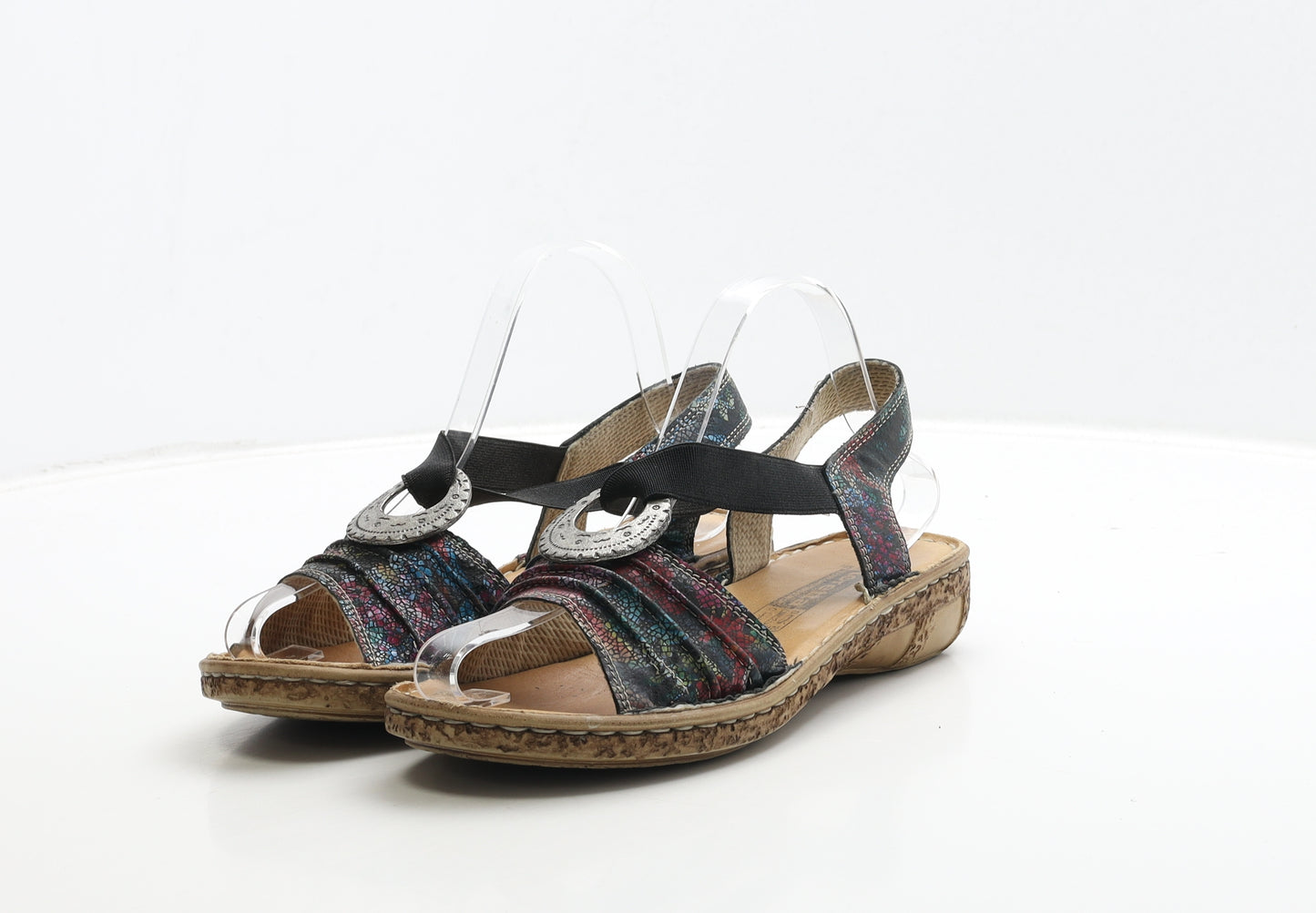 Loretta Womens Multicoloured Geometric Leather Slingback Sandal UK 5 38