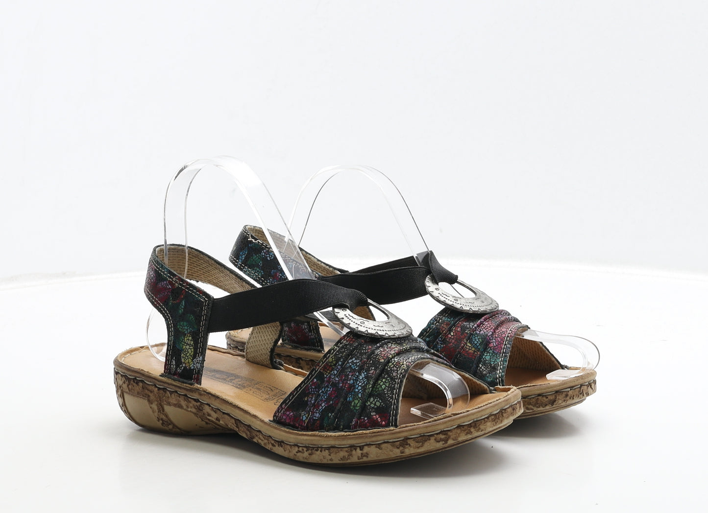 Loretta Womens Multicoloured Geometric Leather Slingback Sandal UK 5 38