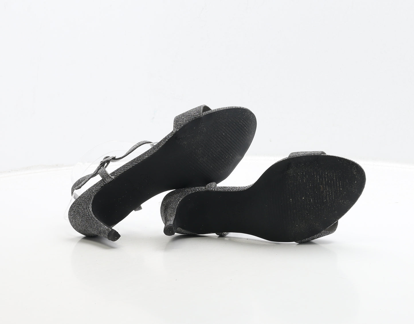 New Look Womens Black Polyester Strappy Heel UK 4 37