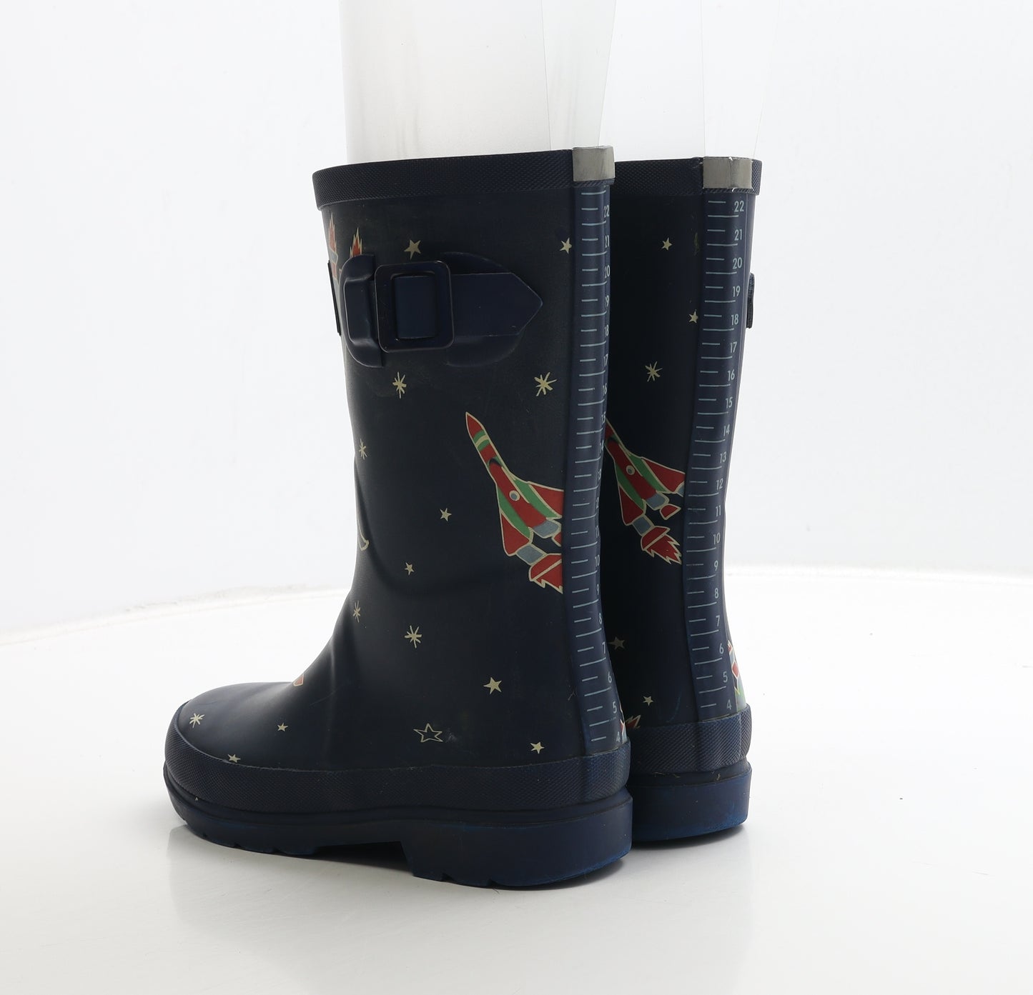 Joules Boys Blue Rubber Wellies Boot UK 2 34 - Space & Rockets Detail