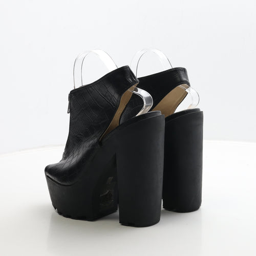 Boohoo Womens Black Leather Platform Heel UK 6 39
