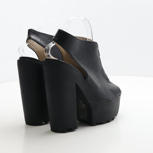 Boohoo Womens Black Leather Platform Heel UK 6 39