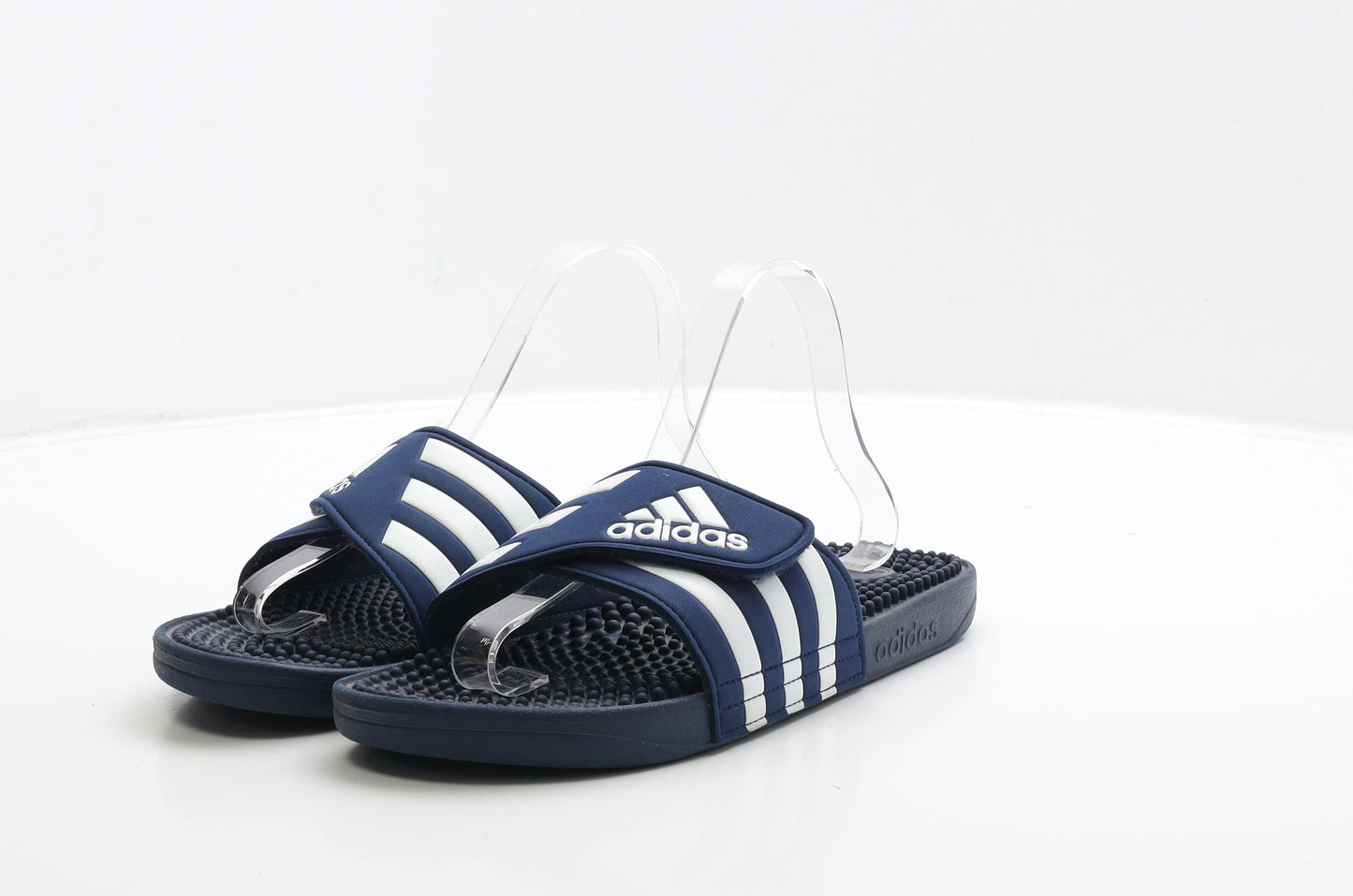 adidas Mens Blue Striped Rubber Slider Sandal UK 8 42