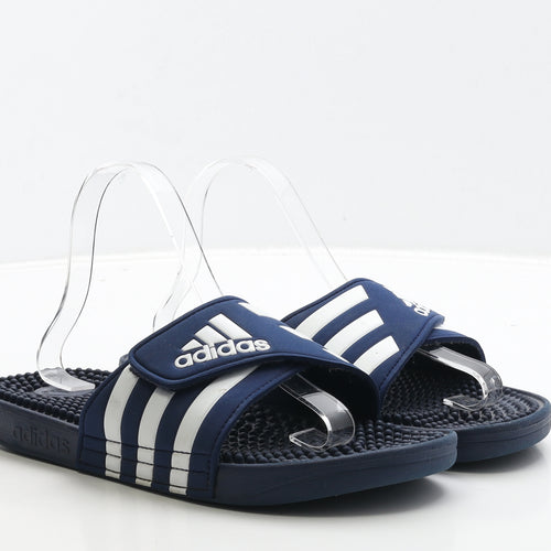 adidas Mens Blue Striped Rubber Slider Sandal UK 8 42