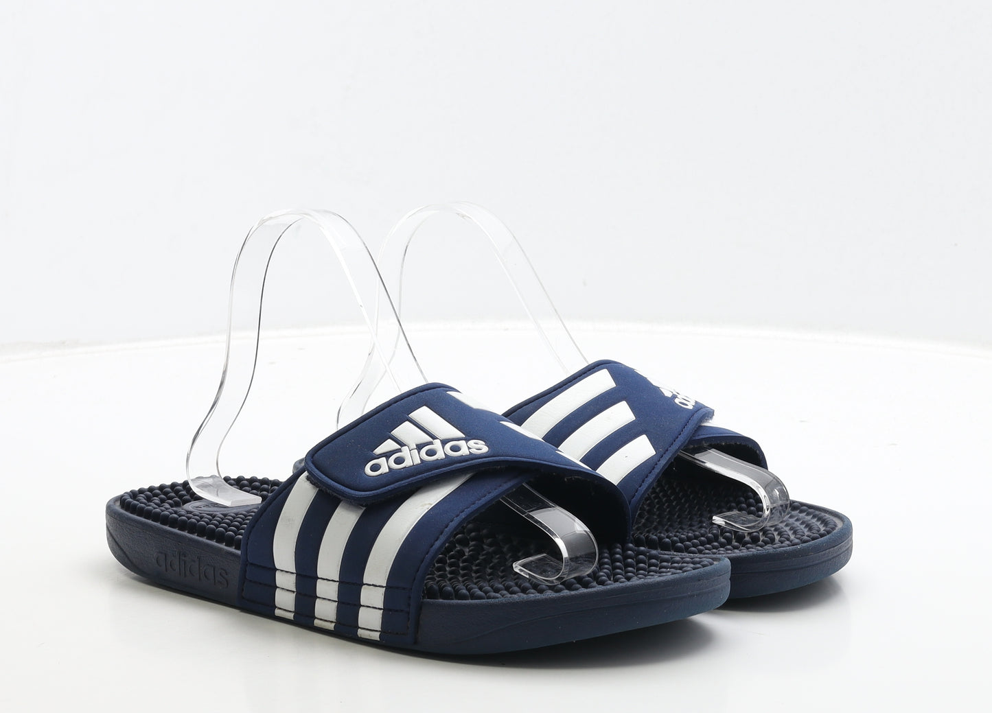adidas Mens Blue Striped Rubber Slider Sandal UK 8 42