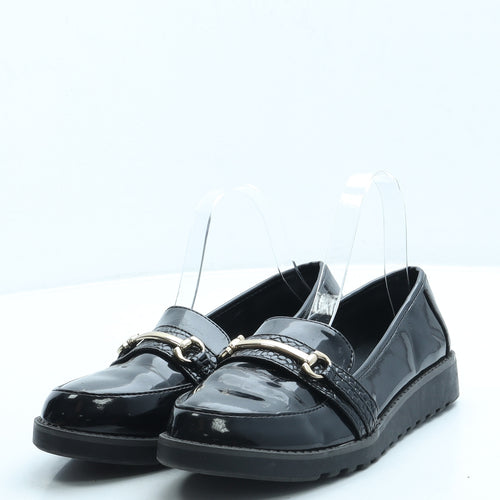 George Womens Black Leather Loafer Flat UK 4 37