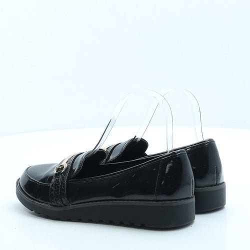 George Womens Black Leather Loafer Flat UK 4 37