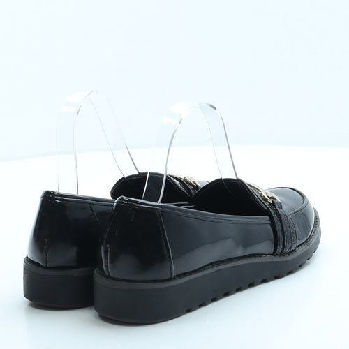 George Womens Black Leather Loafer Flat UK 4 37