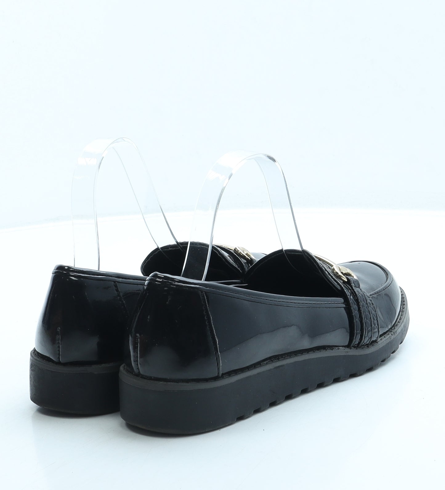 George Womens Black Leather Loafer Flat UK 4 37