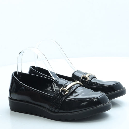 George Womens Black Leather Loafer Flat UK 4 37