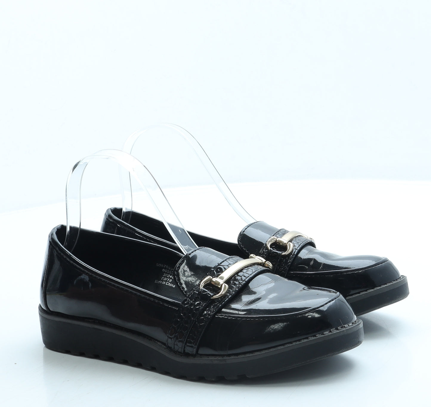 George Womens Black Leather Loafer Flat UK 4 37