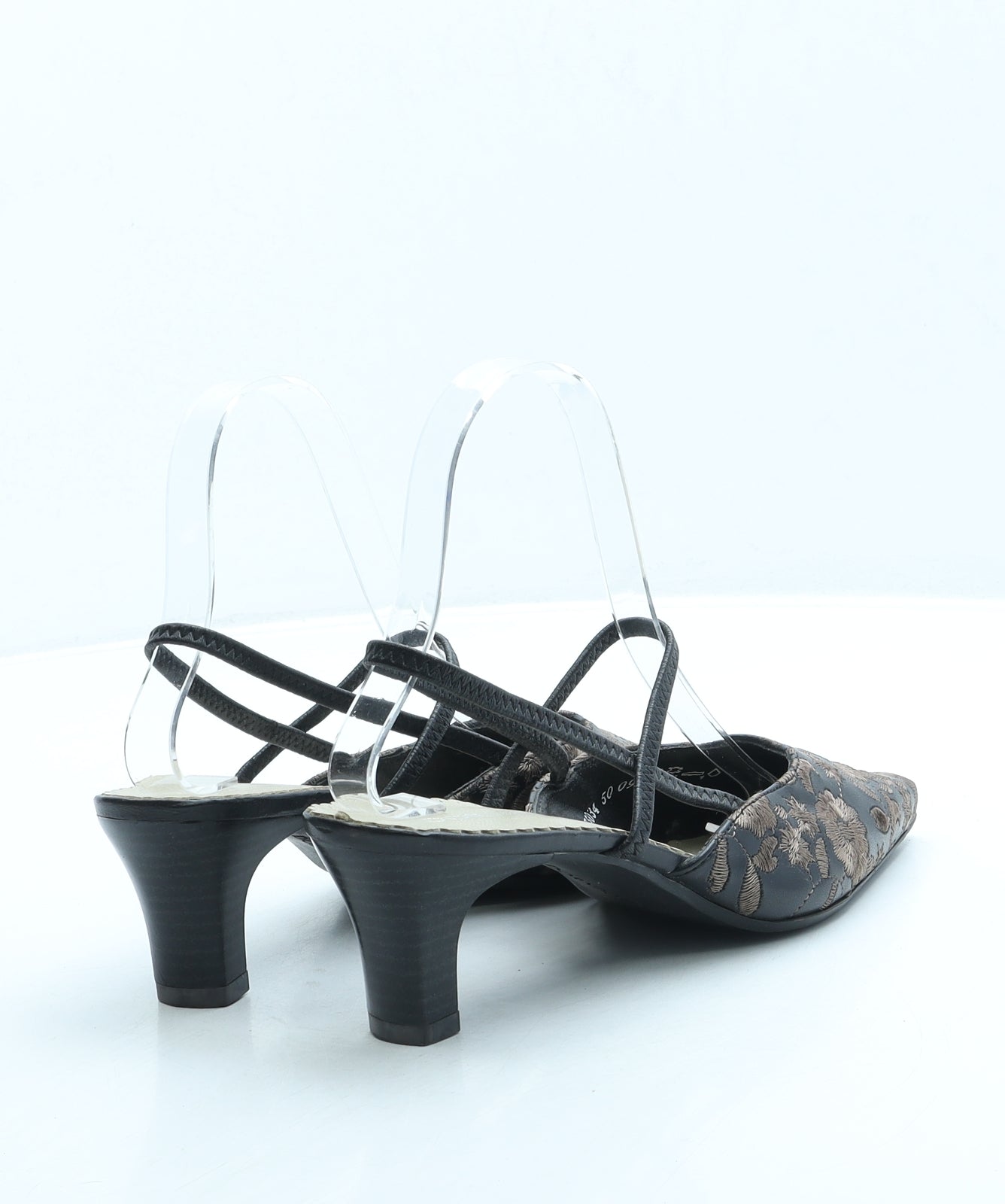 Dorndorf Womens Black Floral Polyester Slingback Heel UK 4.5