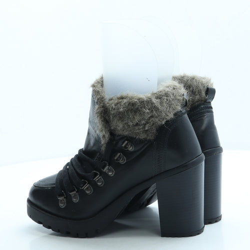 Firetrap Womens Black Leather Bootie Boot UK 7