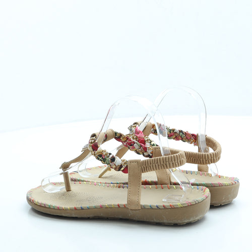 Preworn Womens Beige Leather Thong Sandal UK 8 42
