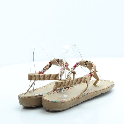 Preworn Womens Beige Leather Thong Sandal UK 8 42