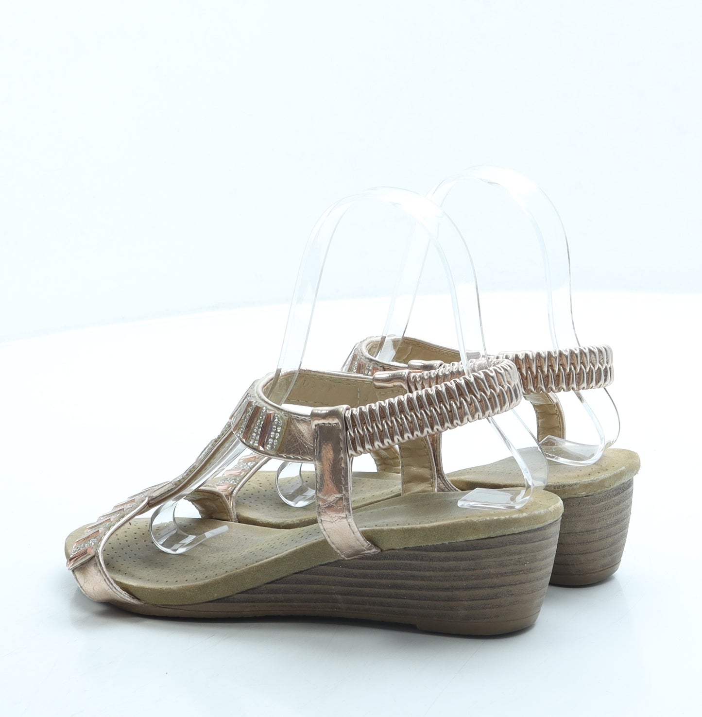 Preworn Womens Gold Leather Strappy Sandal UK 3 36