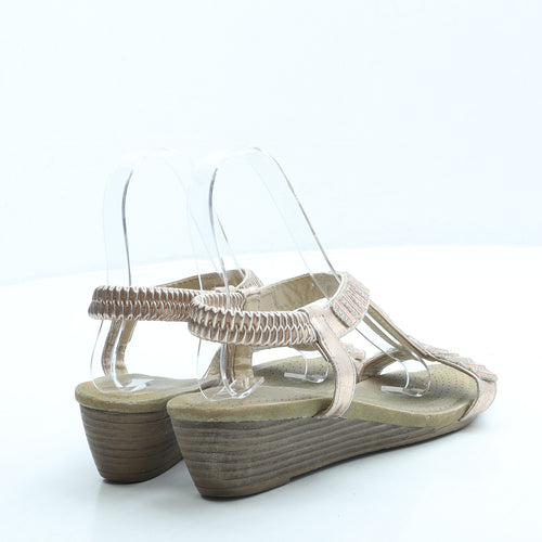 Preworn Womens Gold Leather Strappy Sandal UK 3 36
