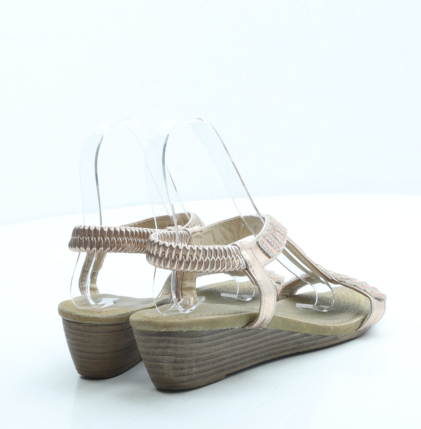 Preworn Womens Gold Leather Strappy Sandal UK 3 36